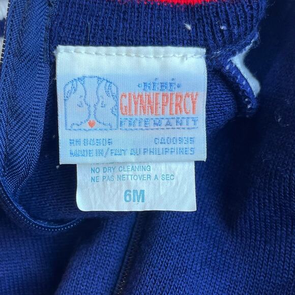 Vintage Glynne Percy Friemanit Train Knit One Piece Romper Size 6 Months - Picture 8 of 9